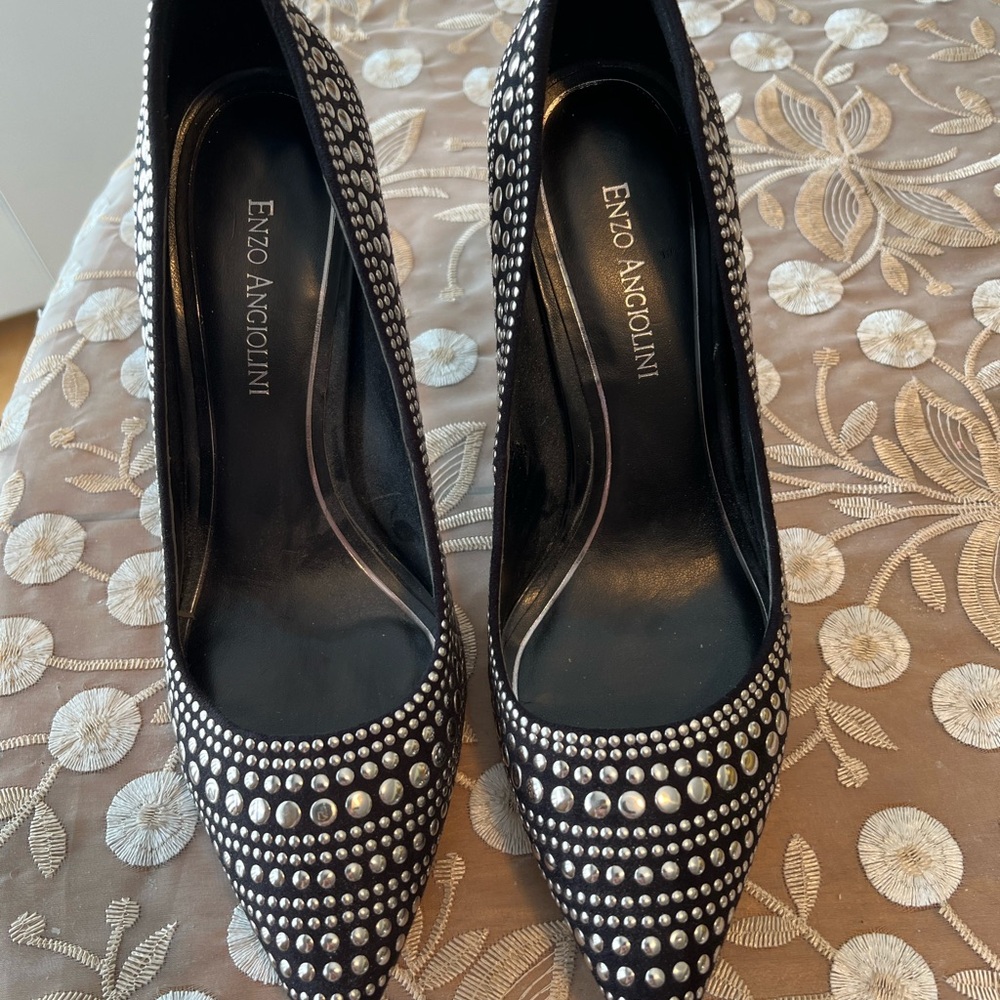 Enzo Angiolini Black Studded Heels, Size 8